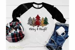 Merry And Bright Sublimation PNG, Christmas Trees png Product Image 2