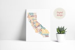 California Counties Typography Map - Digital Design Product Image 1