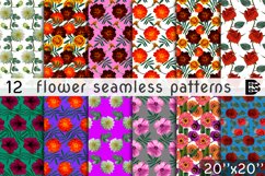 12 Seamless colorful FLOWER patterns bundle. Digital Paper Product Image 1