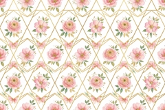 Watercolor geometric flower seamless pattern Product Image 1