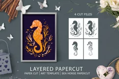 3D paper cut | Sea Horse Layered Paper Cut | Sea papercut Product Image 1