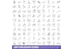 100 furlough icons set, outline style Product Image 1