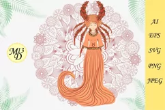 Zodiac sign Taurus. Woman in a dress with braids, Product Image 1
