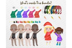 Chibi Kids Christmas Clipart PNG, Cute children boy girl Product Image 4