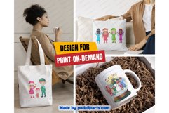 Chibi Kids Christmas Clipart PNG, Cute children boy girl Product Image 8