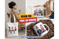 Chibi Kids Christmas Clipart PNG, Cute children boy girl Product Image 7