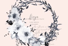 Watercolor Gray and White Rose Wreath Clipart Product Image 1