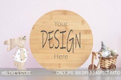 Round easter sign mockup gnome and bunny