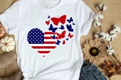 4th of July SVG American Flag Heart SVG Butterfly SVG USA Product Image 5