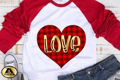 Valentine Sublimation PNG Love Heart Buffalo Plaid PNG File Product Image 4