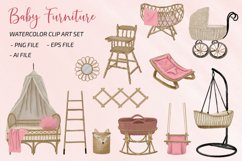 Baby Furniture Watercolor Clipart Set Product Image 1