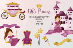 Little Princess Watercolor Clipart Set dusty purple PNG Product Image 1