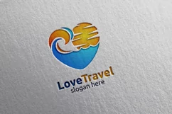 Travel and Tourism Logo with Love, Sea, and Beach Design Product Image 3