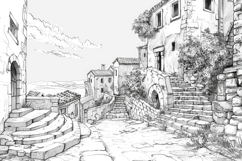Old City Sketch Background Wallpaper Product Image 1