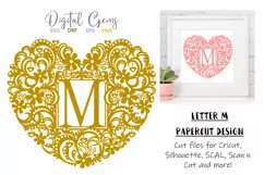 Letter M paper cut design. SVG / DXF / EPS / PNG files Product Image 1