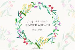 Watercolor summer clipart wreath with wildflowers #w169 Product Image 1