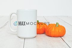 White mug mock up, Fall Halloween pumpkin cup display, image Product Image 1