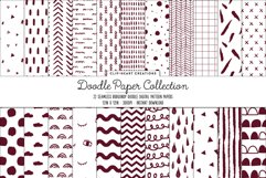 Burgundy Doodle Seamless Digital Papers Product Image 1