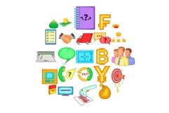 Financial day icons set, cartoon style Product Image 1