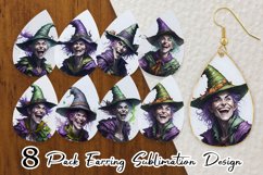 Cackling Witch Earring teardrop sublimation design Product Image 1