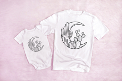 Cacti And Moon Wreath Flower Illustration Clipart PNG Product Image 2