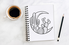 Cacti And Moon Wreath Flower Illustration Clipart PNG Product Image 3