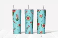 Cacti and succulents sublimation design Skinny tumbler wrap design    