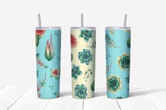 Cacti and succulents sublimation design Skinny tumbler wrap design    