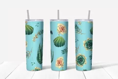 Cacti and succulents sublimation design Skinny tumbler wrap design    