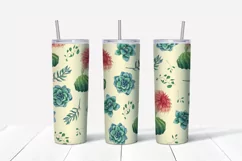 Cacti and succulents sublimation design Skinny tumbler wrap design    