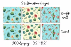Cacti and succulents sublimation design Skinny tumbler wrap design    