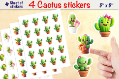 Cute kawaii cactus stickers printable, plant stickers PNG Product Image 1