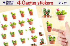 Cute cactus stickers printable, couple in love stickers PNG Product Image 1