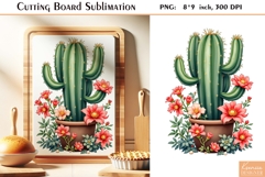 Retro Desert Cactus|Succulent| Vintage Cutting Board Product Image 1