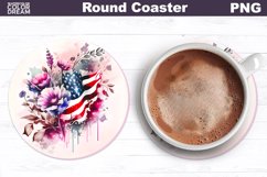 Patriotic Coaster | American Flag Flowers Car Coaster Product Image 1
