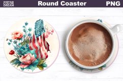 Patriotic Coaster | American Flag Flowers Car Coaster Product Image 1
