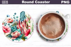 Patriotic Coaster | American Flag Flowers Car Coaster Product Image 1