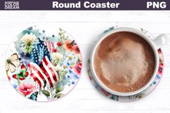 Patriotic Coaster | American Flag Flowers Car Coaster Product Image 1