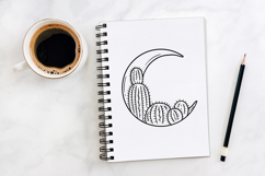 Cactus And Moon Wreath Flower Illustration Clipart PNG Product Image 3
