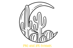 Cactus And Moon Wreath Flower Graphic Clipart PNG by Squeeb Creative