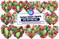 Cactus Heart Watercolor Clipart Bundle Product Image 1