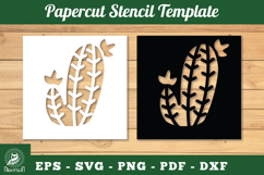 Cactus Papercut Stencil SVG Product Image 1