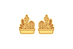 Cactus Plant Pot Earrings, Studs Laser Cut Template SVG Product Image 2