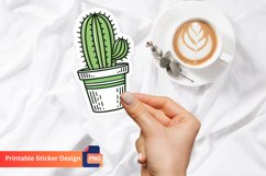 Cactus Pot Sticker, Plant Sticker, Botanical Sticker Product Image 1