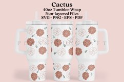 Cactus Spring Flower 40oz quencher tumbler sublimation full wrap high resolution transparant background