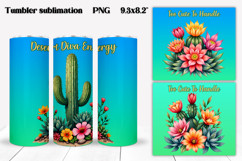 Succulent tumbler wrap | Cactus tumbler PNG | Floral tumbler Product Image 1