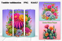 Succulent tumbler wrap | Cactus tumbler PNG | Floral tumbler Product Image 1