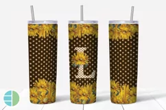 Sunflower Monogram Skinny Tumblers Alpha Sublimation Design Product Image 13