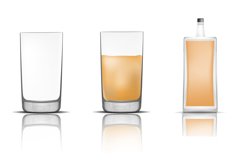 Whisky bottle glass icons set, realistic style Product Image 1