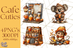 Cozy Coffee Shop PNG Clipart, Cute Barista Clip Art Cafe PNG Product Image 1